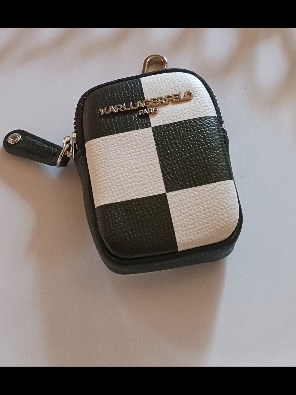 Karl Lagerfeld Paris Black & White Checker Key Pouch - Picture 2 of 8